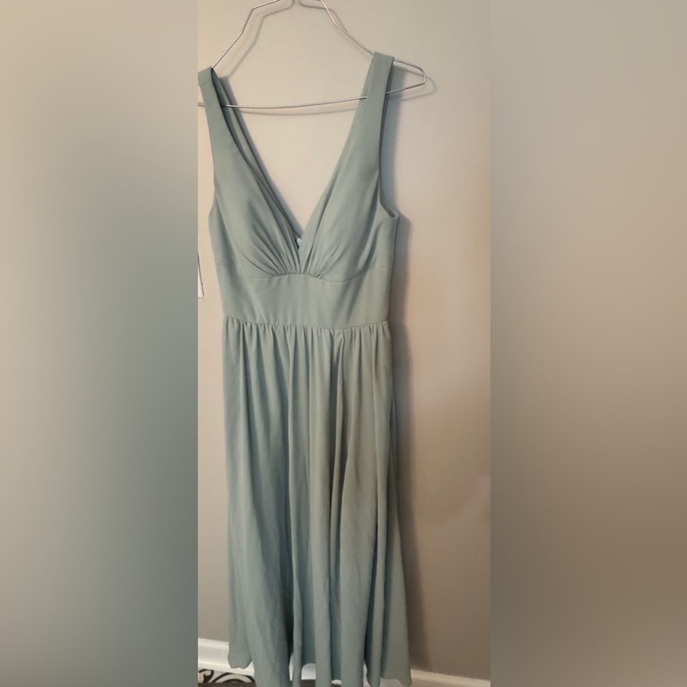 Elegant Sleeveless Bridesmaids Dress in Sage Green